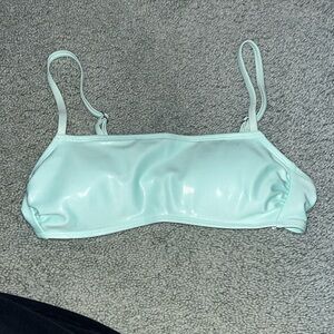 Holographic, teal target bathing suit